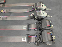 BMW E46 COUPE CUSTOM COMPETITION STYLE TRI-COLOUR COMPLETE FRONT & REAR FULL SEAT BELT SET