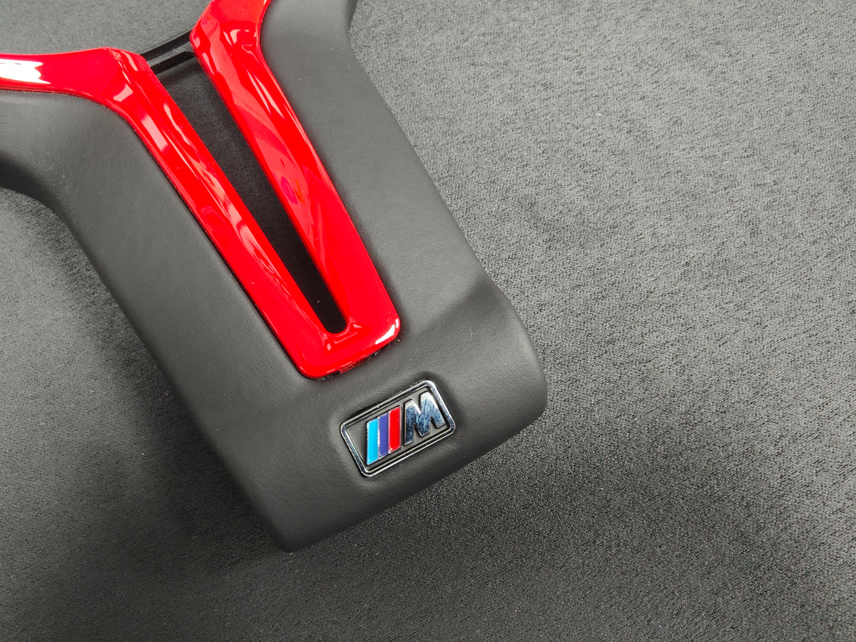 BMW F-SERIES ///M LEATHER / RED STEERING WHEEL TRIM - M2 M3 M4 M5 M6