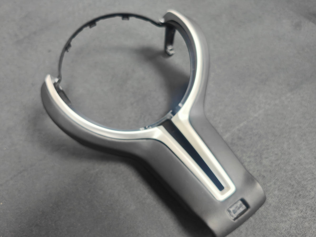 BMW F-SERIES ///M LEATHER & SILVER STEERING WHEEL TRIM - 2/3/4/5 SERIES M2 M3 M4 M5 M6