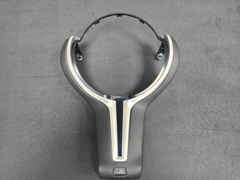 BMW F-SERIES ///M LEATHER & SILVER STEERING WHEEL TRIM - 2/3/4/5 SERIES M2 M3 M4 M5 M6