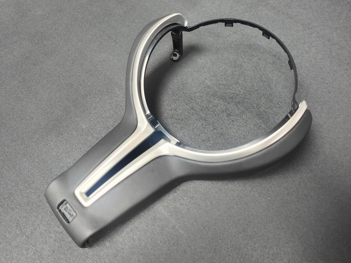 BMW F-SERIES ///M LEATHER & SILVER STEERING WHEEL TRIM - 2/3/4/5 SERIES M2 M3 M4 M5 M6