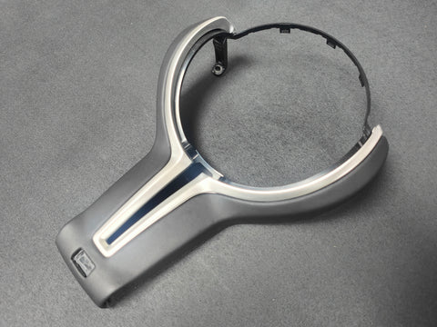 BMW F-SERIES ///M LEATHER & SILVER STEERING WHEEL TRIM - 2/3/4/5 SERIES M2 M3 M4 M5 M6