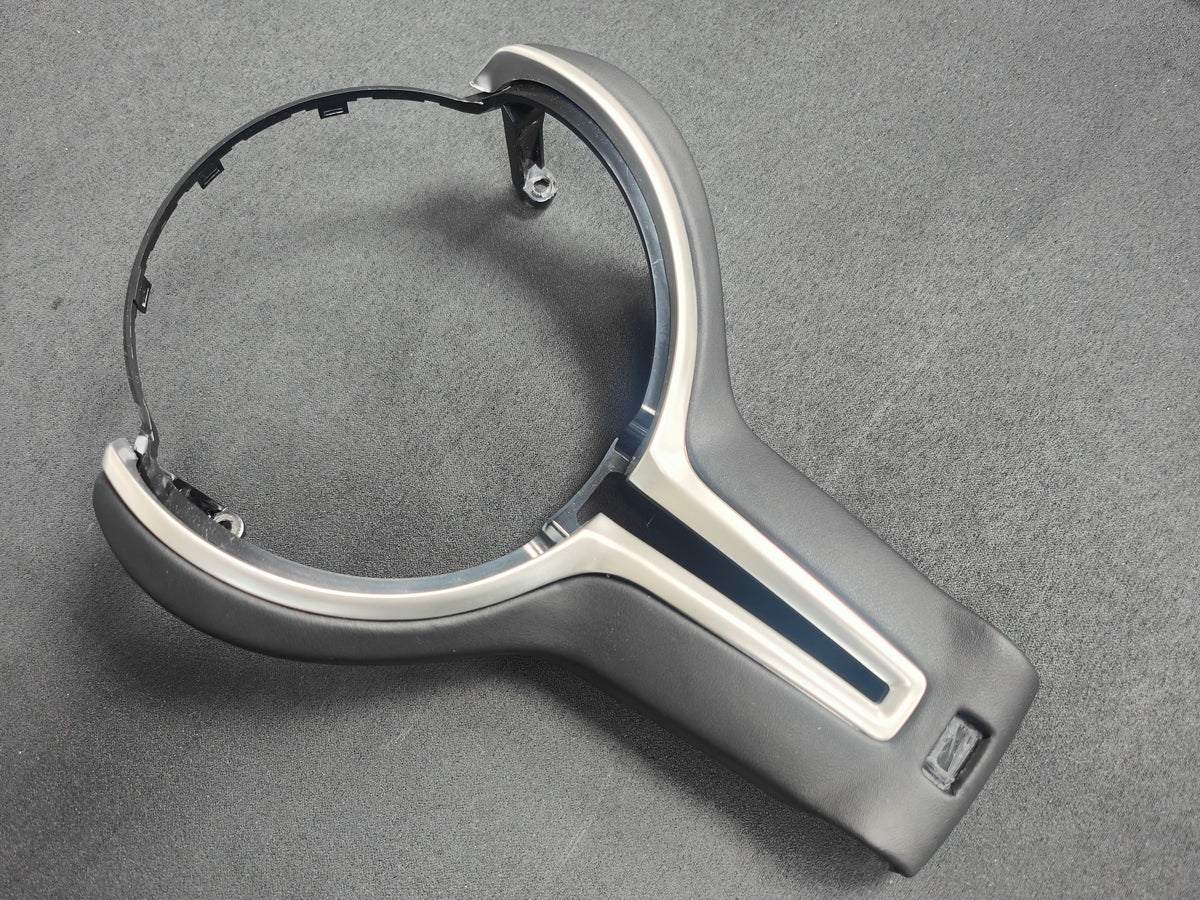 BMW F-SERIES ///M LEATHER & SILVER STEERING WHEEL TRIM - 2/3/4/5 SERIES M2 M3 M4 M5 M6