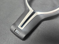 BMW F-SERIES ///M LEATHER & SILVER STEERING WHEEL TRIM - 2/3/4/5 SERIES M2 M3 M4 M5 M6