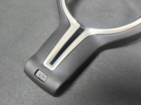 BMW F-SERIES ///M LEATHER & SILVER STEERING WHEEL TRIM - 2/3/4/5 SERIES M2 M3 M4 M5 M6