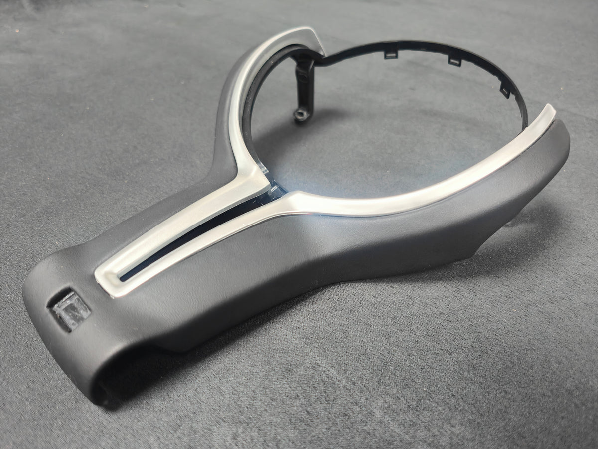 BMW F-SERIES ///M LEATHER & SILVER STEERING WHEEL TRIM - 2/3/4/5 SERIES M2 M3 M4 M5 M6