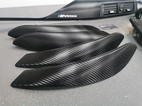 BMW F30 F80 M3 3-SERIES LCI INTERIOR TRIM SET - DEEP TEXTURED GLOSSY CARBON / GLOSS BLACK ACCENT (MTD-TEX)