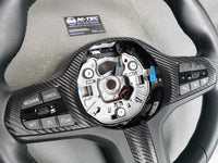 WRAPPING SERVICE - BMW F40 / F44 STEERING WHEEL FASCIA TRIM - TEXTURED BLACK CARBON