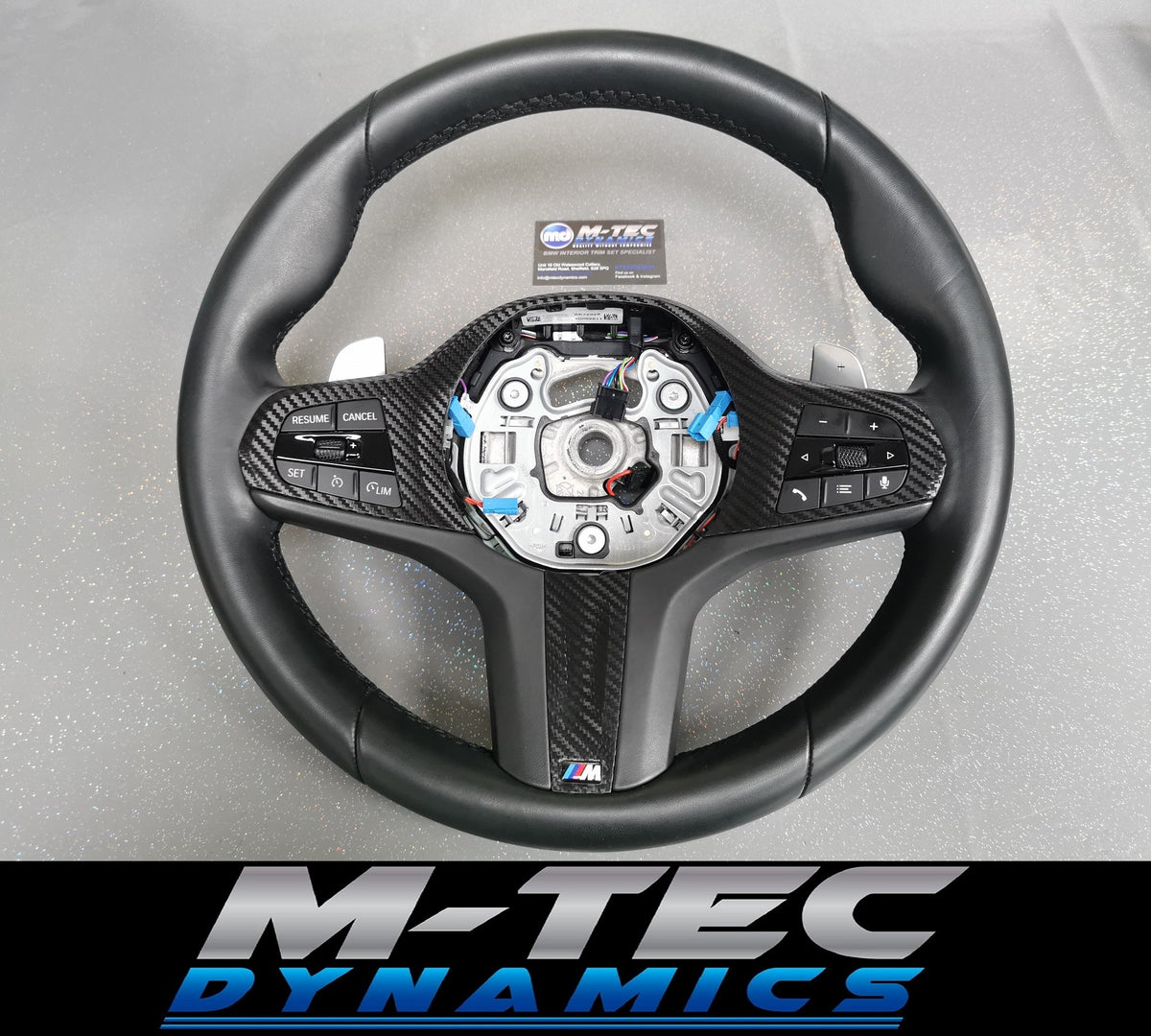 WRAPPING SERVICE - BMW F40 / F44 STEERING WHEEL FASCIA TRIM - TEXTURED BLACK CARBON