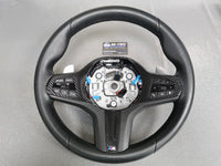 WRAPPING SERVICE - BMW F40 / F44 STEERING WHEEL FASCIA TRIM - TEXTURED BLACK CARBON