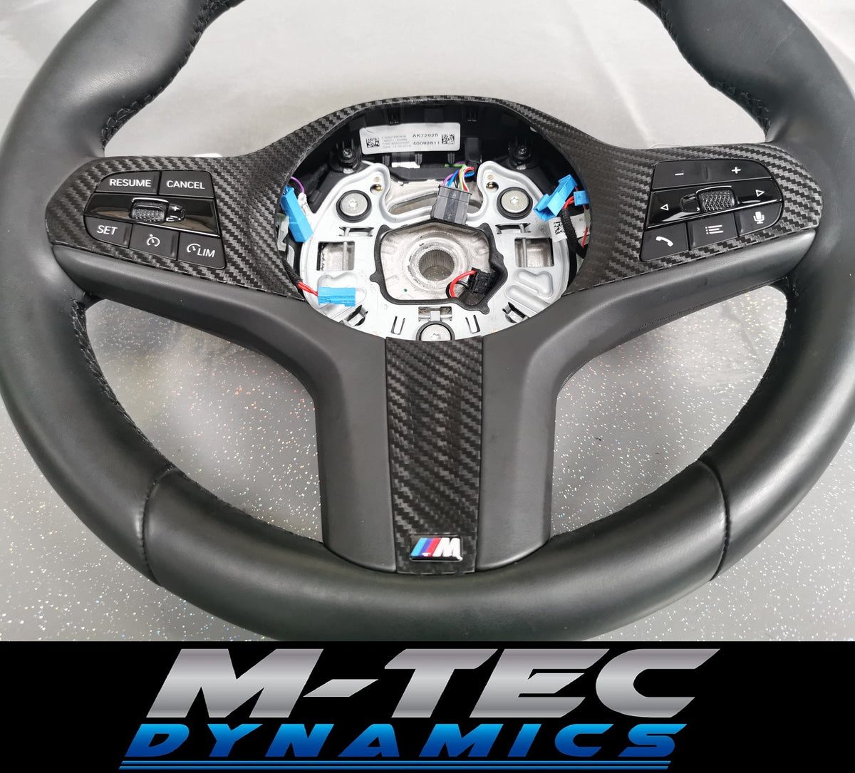 WRAPPING SERVICE - BMW F40 / F44 STEERING WHEEL FASCIA TRIM - TEXTURED BLACK CARBON