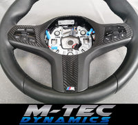 WRAPPING SERVICE - BMW F40 / F44 STEERING WHEEL FASCIA TRIM - TEXTURED BLACK CARBON