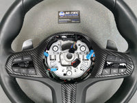 WRAPPING SERVICE - BMW F40 / F44 STEERING WHEEL FASCIA TRIM - TEXTURED BLACK CARBON