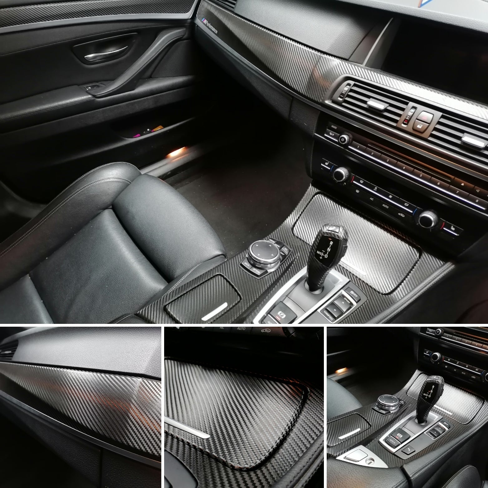 WRAPPING SERVICE - BMW F10 F11 INTERIOR TRIM SET - DEEP TEXTURED GLOSSY BLACK CARBON (MTD-TEX)