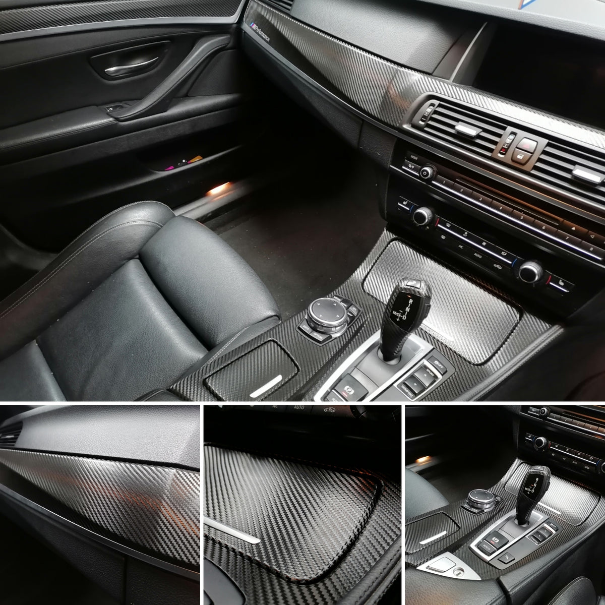WRAPPING SERVICE - BMW F10 F11 INTERIOR TRIM SET - TEXTURED GLOSSY BLACK CARBON (MTD-TEX)