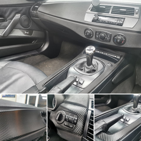 BMW Z4 E85 E86 INTERIOR WRAPPING SERVICE - DEEP TEXTURED GLOSSY BLACK CARBON