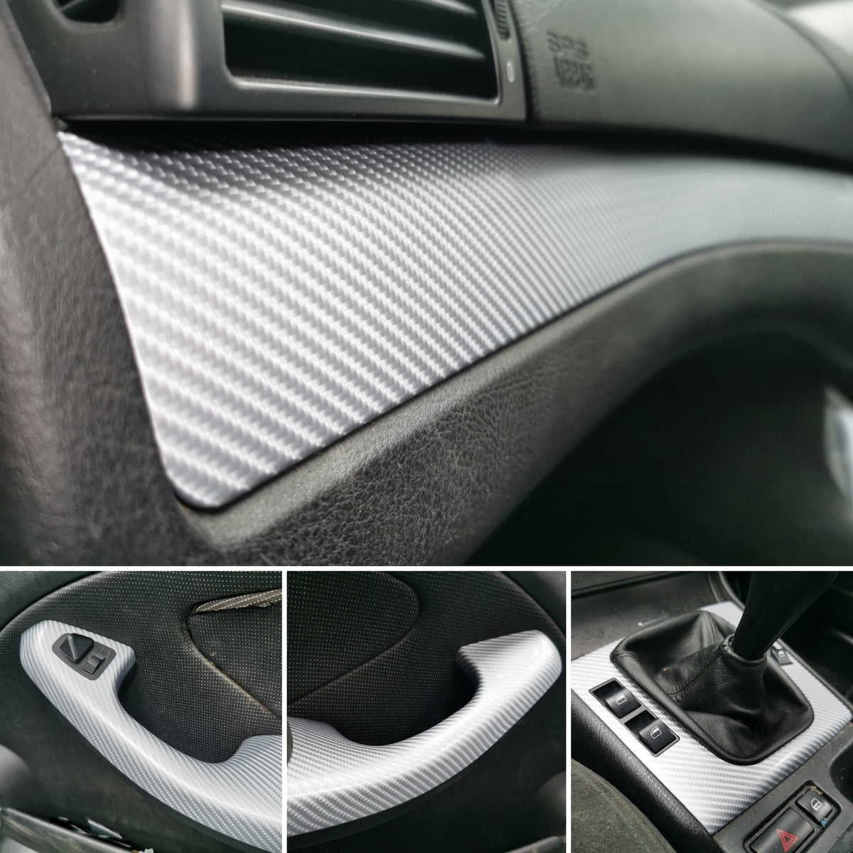REMOVAL, WRAP & REFIT SERVICE - BMW E46 COUPE / CONVERTIBLE INTERIOR TRIM SET - SILVER CARBON