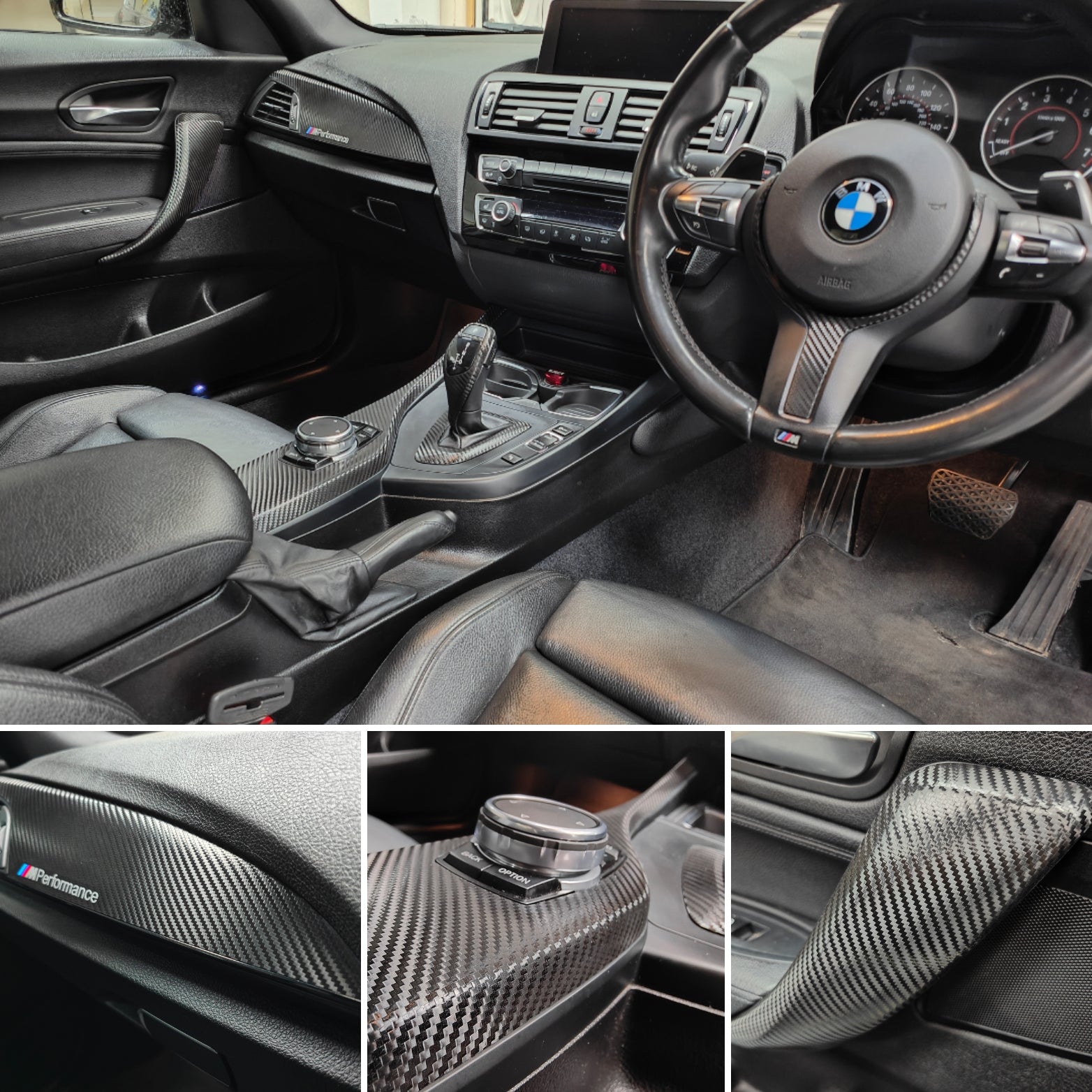 WRAPPING SERVICE - BMW F2X INTERIOR TRIM SET - DEEP TEXTURED GLOSSY CARBON / GLOSS BLACK ACCENT (MTD-TEX) - F20 F21 F22 F23