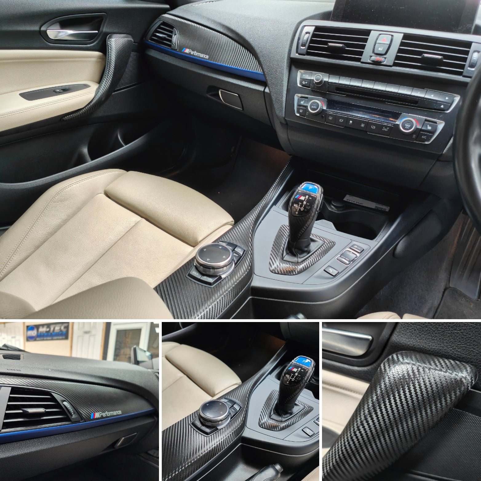 WRAPPING SERVICE - BMW F2X INTERIOR TRIM SET - DEEP TEXTURED GLOSSY CARBON / BLUE ACCENT (MTD-TEX) - F20 F21 F22 F23