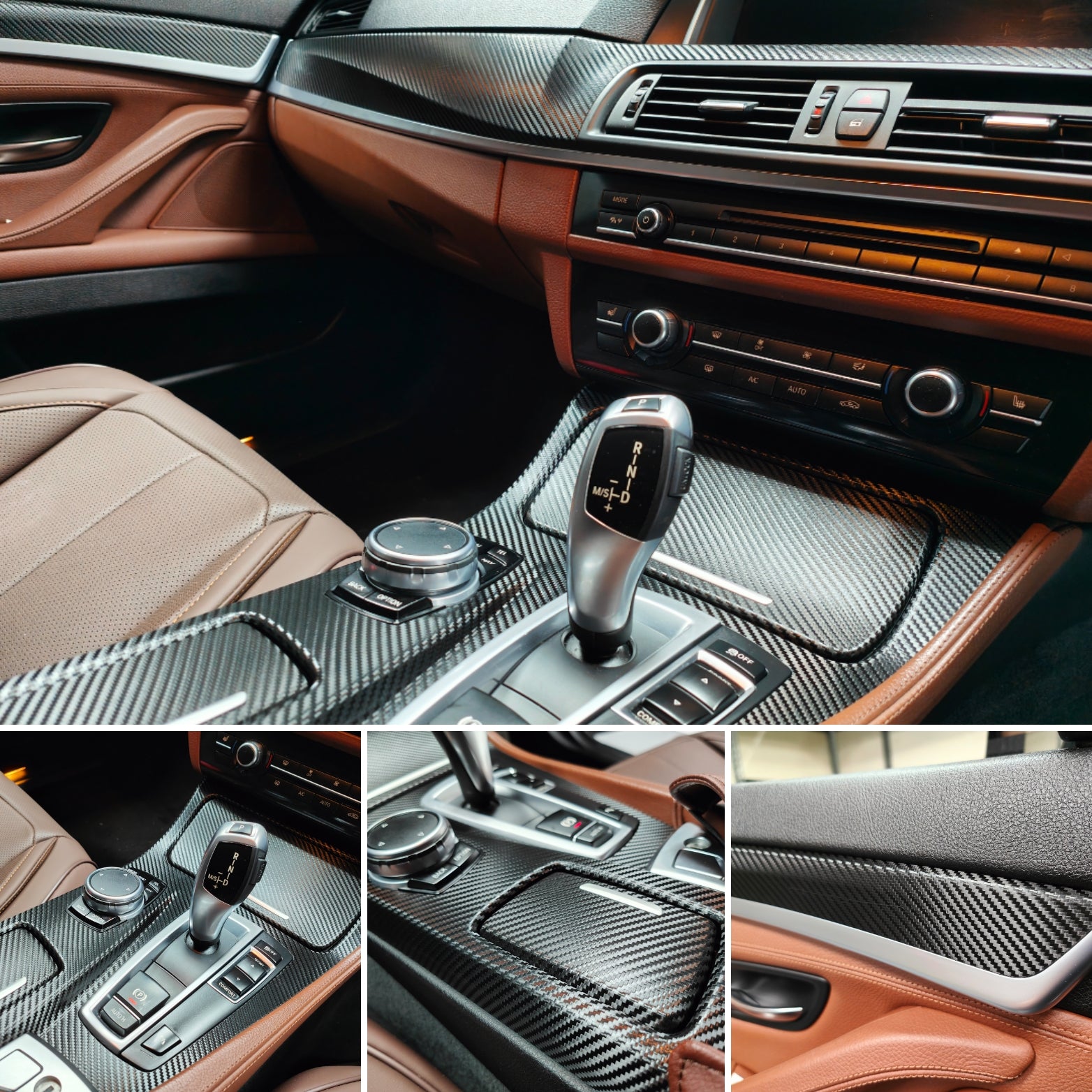 WRAPPING SERVICE - BMW F10 F11 INTERIOR TRIM SET - DEEP TEXTURED GLOSSY BLACK CARBON (MTD-TEX)