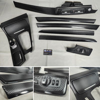 BMW F10 F11 AUTO INTERIOR TRIM SET - TEXTURED GLOSSY BLACK CARBON / BLACK ACCENT (MTD-TEX)