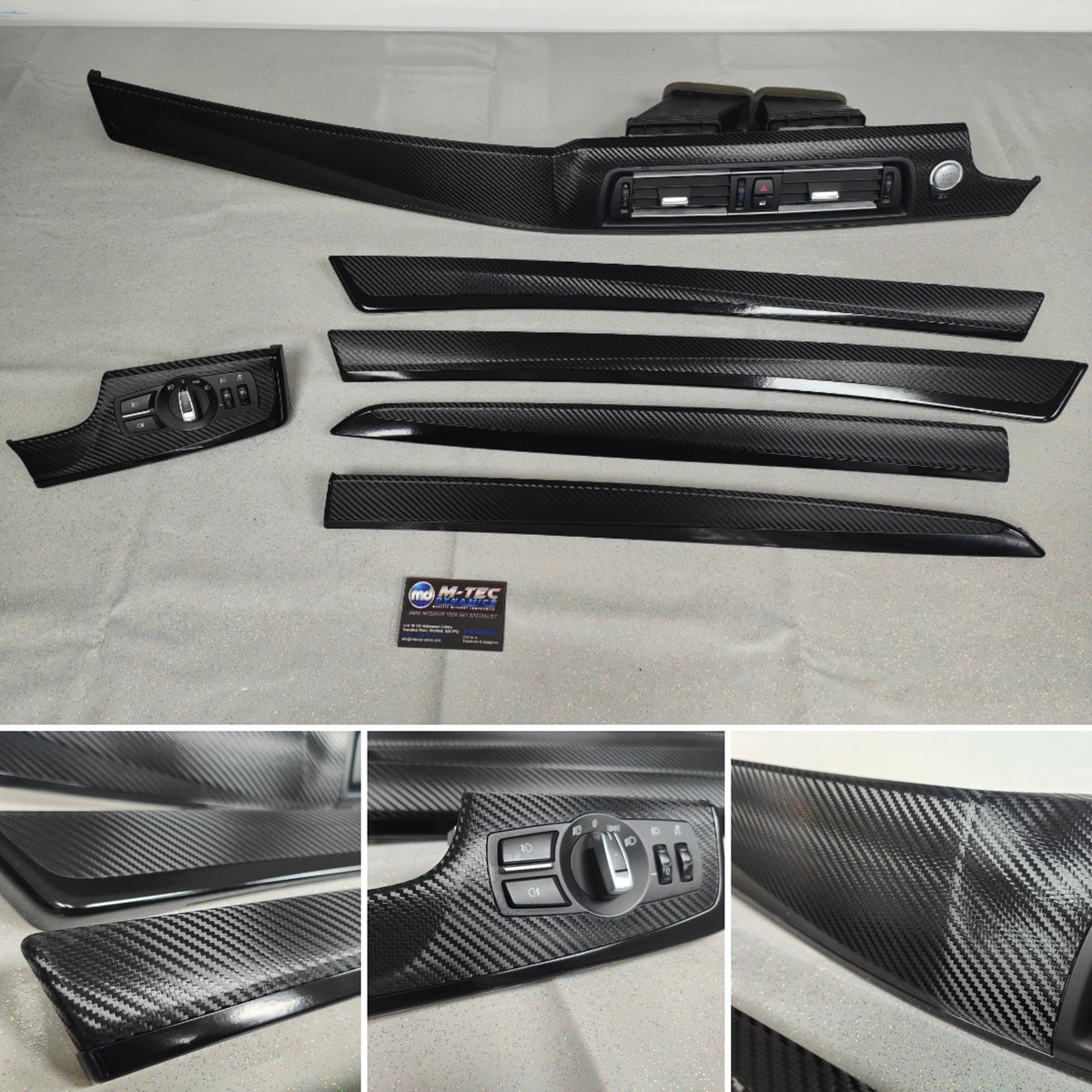 BMW F10 F11 M5 INTERIOR TRIM SET - TEXTURED GLOSSY BLACK CARBON / BLACK ACCENT (MTD-TEX)
