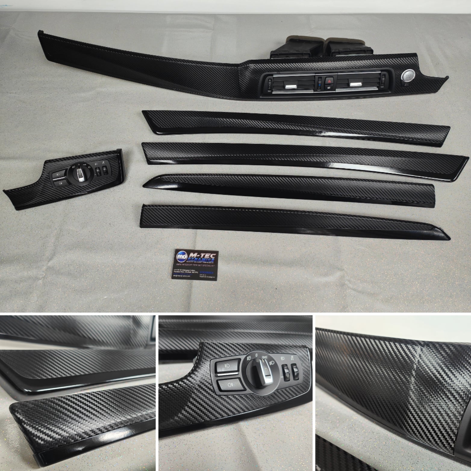 BMW F10 F11 M5 INTERIOR TRIM SET - DEEP TEXTURED GLOSSY BLACK CARBON / BLACK ACCENT (MTD-TEX)