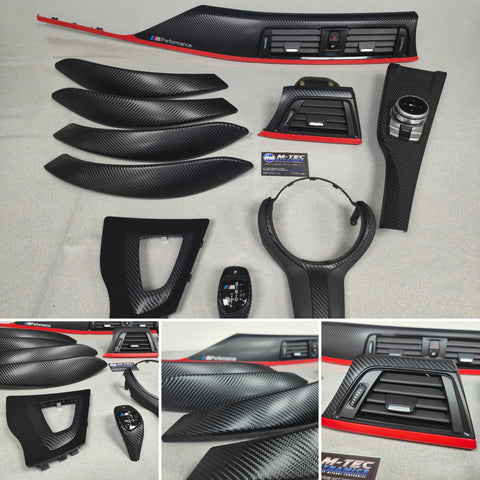 WRAPPING SERVICE - BMW F3X TRIM SET 4D CARBON / RED ACCENT (CUSTOM)