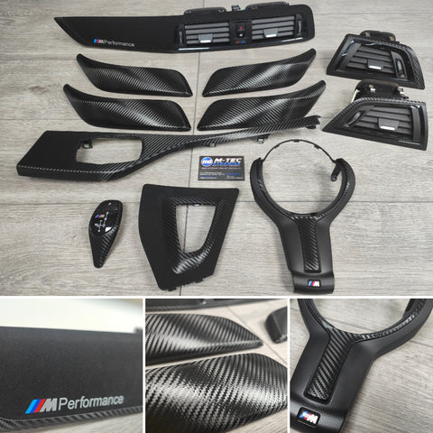 BMW F20 F21 F22 F23 LCI-2 PERFORMANCE STYLE INTERIOR TRIM SET - DEEP TEXTURED GLOSSY CARBON (MTD-TEX) - WRAPPING SERVICE