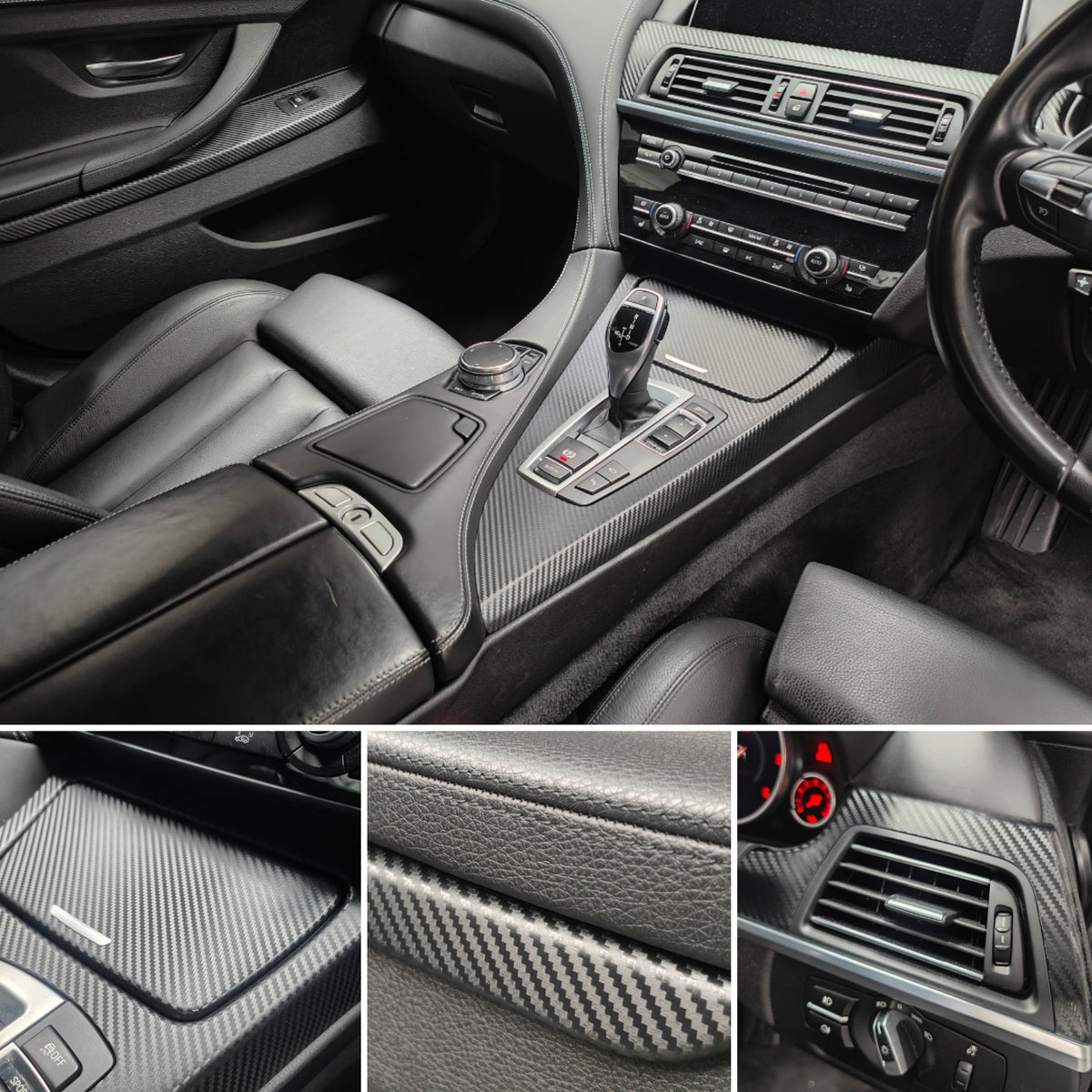 WRAPPING SERVICE - BMW 6-SERIES F06 GRAN COUPE INTERIOR TRIM SET - 3D CARBON