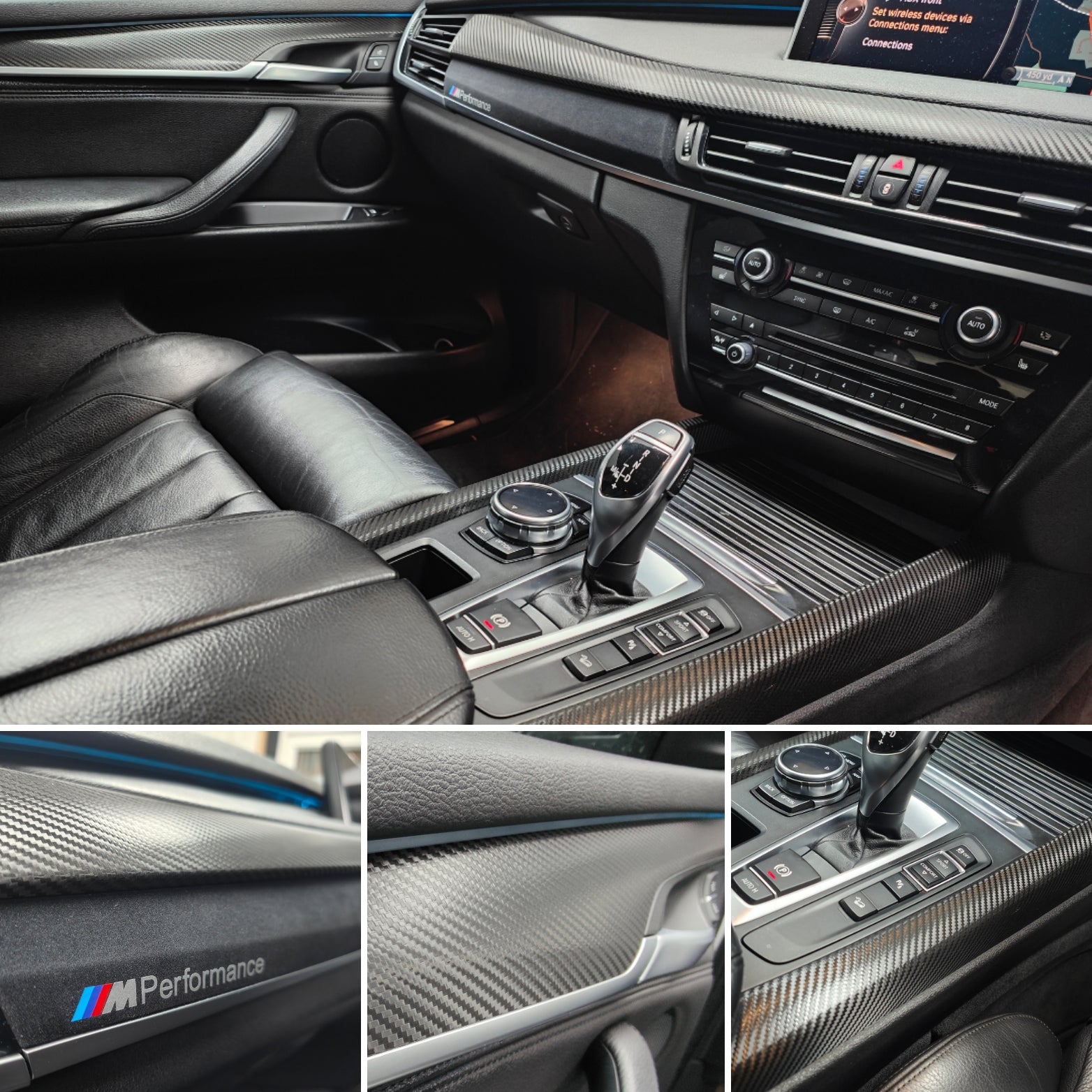 BMW X5 F15 INTERIOR TRIM SET WRAPPING SERVICE - DEEP TEXTURED GLOSSY BLACK CARBON / ALCANTARA