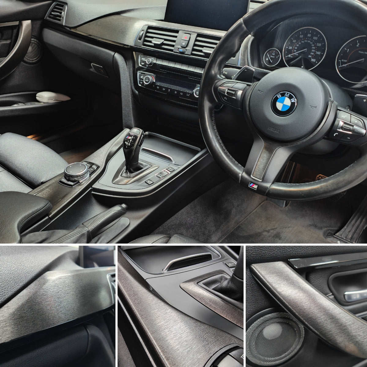 WRAPPING SERVICE - BMW F3X INTERIOR TRIM SET - BLACK BRUSHED ALUMINIUM - (F30 F31 F32 F33 F36)