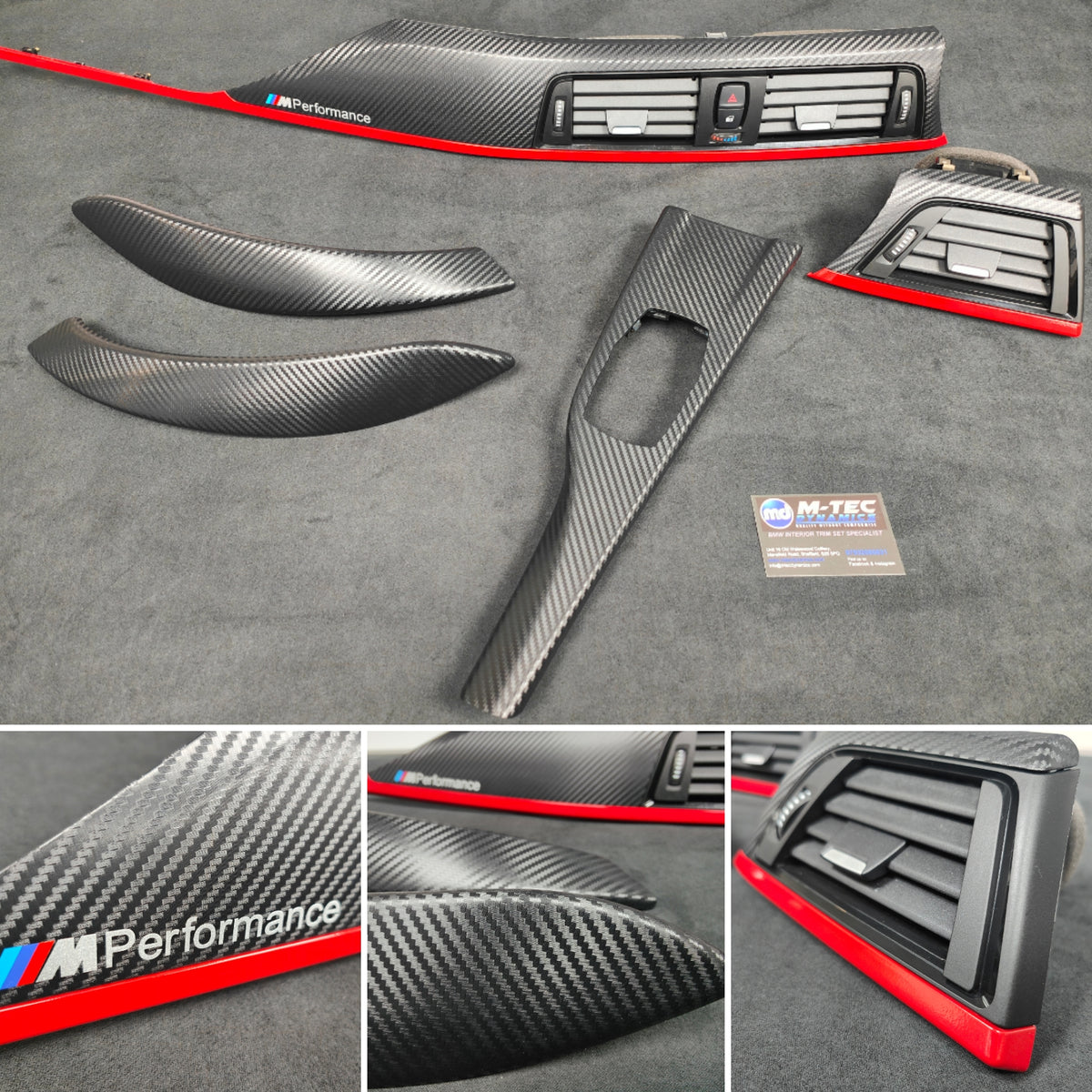 BMW F32 COUPE INTERIOR TRIM SET - 3D CARBON / MATT RED ACCENT