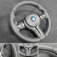 *SALE* BMW F-SERIES NAPPA LEATHER TRI-STITCH STEERING WHEEL (COMPLETE) - BMW 5 6 SERIES F10 F11 M5 F06 F12 F13 M6