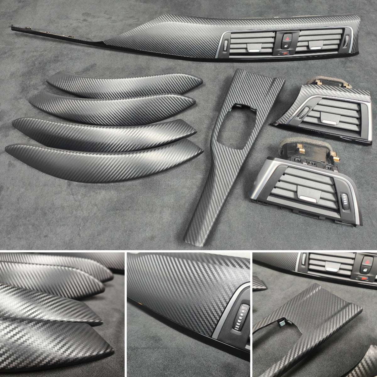 BMW F30 F31 F36 LCI INTERIOR TRIM SET - 3D CARBON / BLACK ACCENT