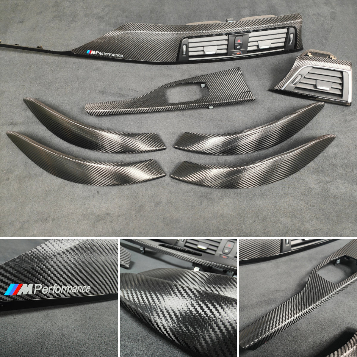BMW F30 F31 F36 F80 LCI INTERIOR TRIM SET - TEXTURED CARBON / GLOSS BLACK ACCENT