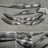 BMW F30 F31 F36 F80 LCI INTERIOR TRIM SET - TEXTURED CARBON / GLOSS BLACK ACCENT