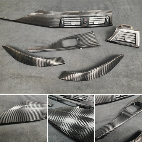 BMW F32 F82 4-SERIES COUPE LCI INTERIOR TRIM SET - DEEP TEXTURED GLOSSY CARBON / GLOSS BLACK ACCENT (MTD-TEX)