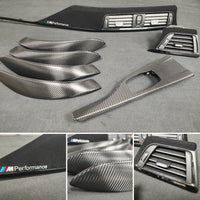BMW F30 F31 F36 F80 LCI INTERIOR TRIM SET - TEXTURED CARBON / ALCANTARA STYLE  / BLACK ACCENT