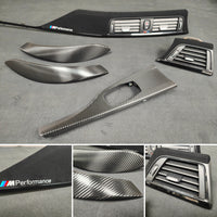BMW F32 COUPE INTERIOR TRIM SET - TEXTURED CARBON / ALCANTARA STYLE  / BLACK ACCENT