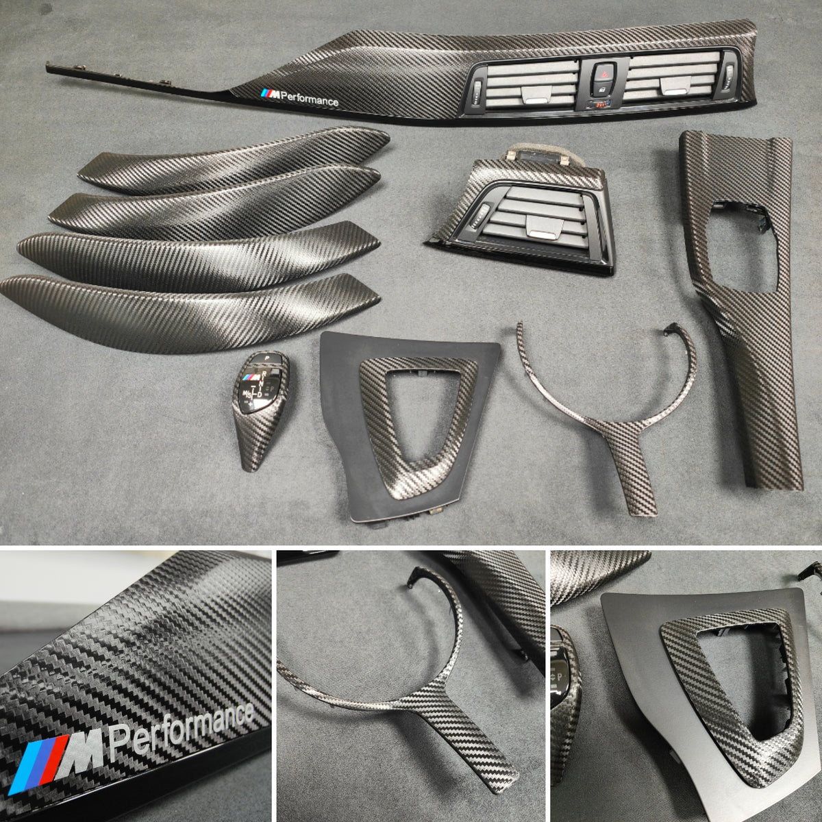 WRAPPING SERVICE - BMW F3X INTERIOR TRIM SET - TEXTURED CARBON / GLOSS BLACK ACCENT - (F30 F31 F32 F33 F36)