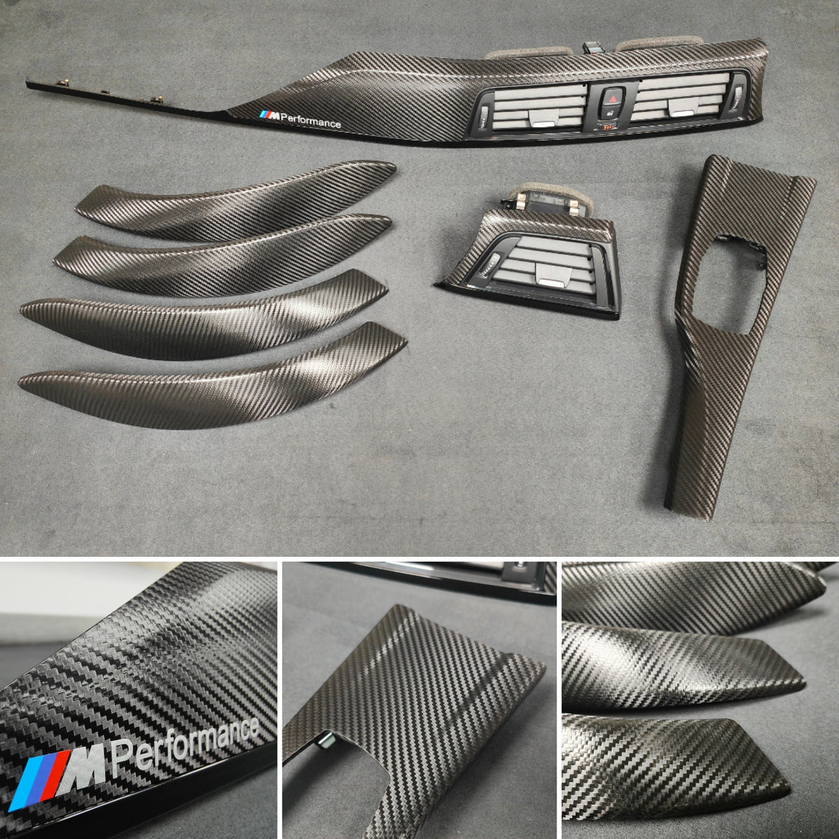 BMW F30 F31 F36 INTERIOR TRIM SET - TEXTURED CARBON / GLOSS BLACK ACCENT