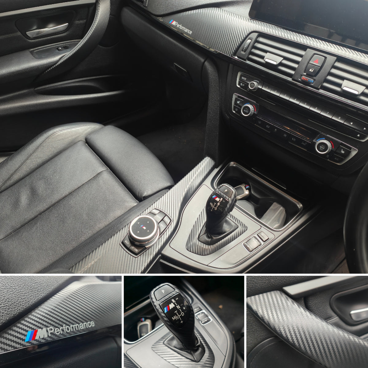 WRAPPING SERVICE - BMW F3X INTERIOR TRIM SET - 3D CARBON / GLOSS BLACK ACCENT (F30 F31 F32 F33 F36)