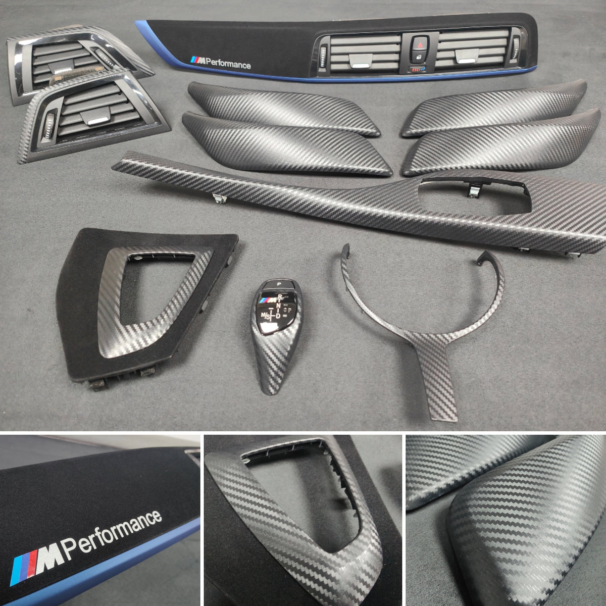 WRAPPING SERVICE - BMW F20 F21 F22 F23 LCI-2 INTERIOR TRIM SET - 3D CARBON / BLUE ACCENT