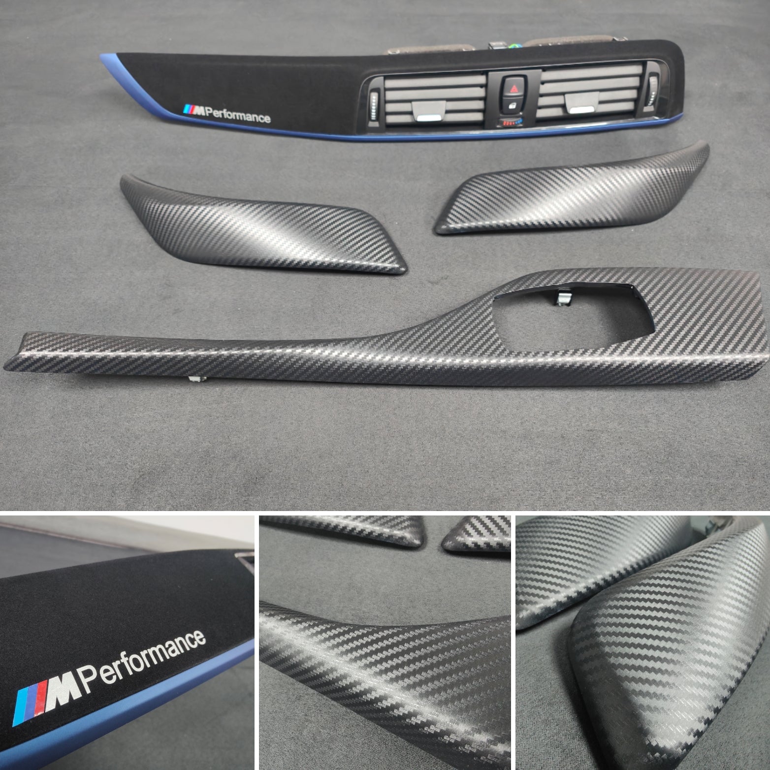 BMW F21 F22 LCI-2 CUSTOM INTERIOR TRIM SET - 3D MATT BLACK CARBON / BL ...