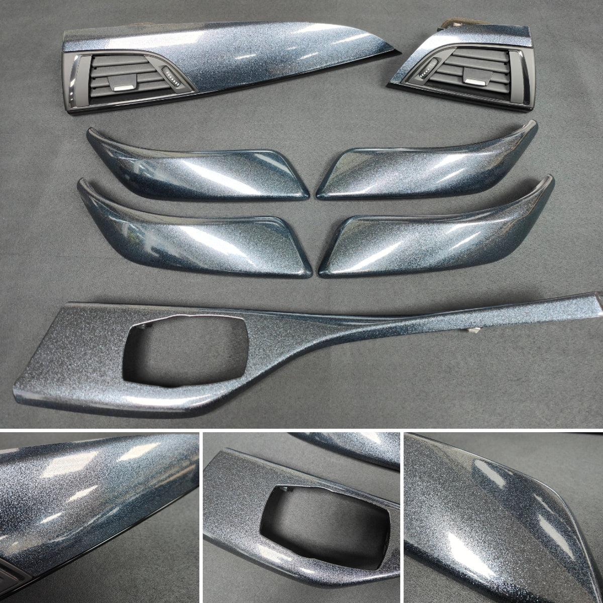 BMW F20 F21 F22 INTERIOR TRIM SET - METALLIC SPARKLE GREY / GLOSS BLACK ACCENT