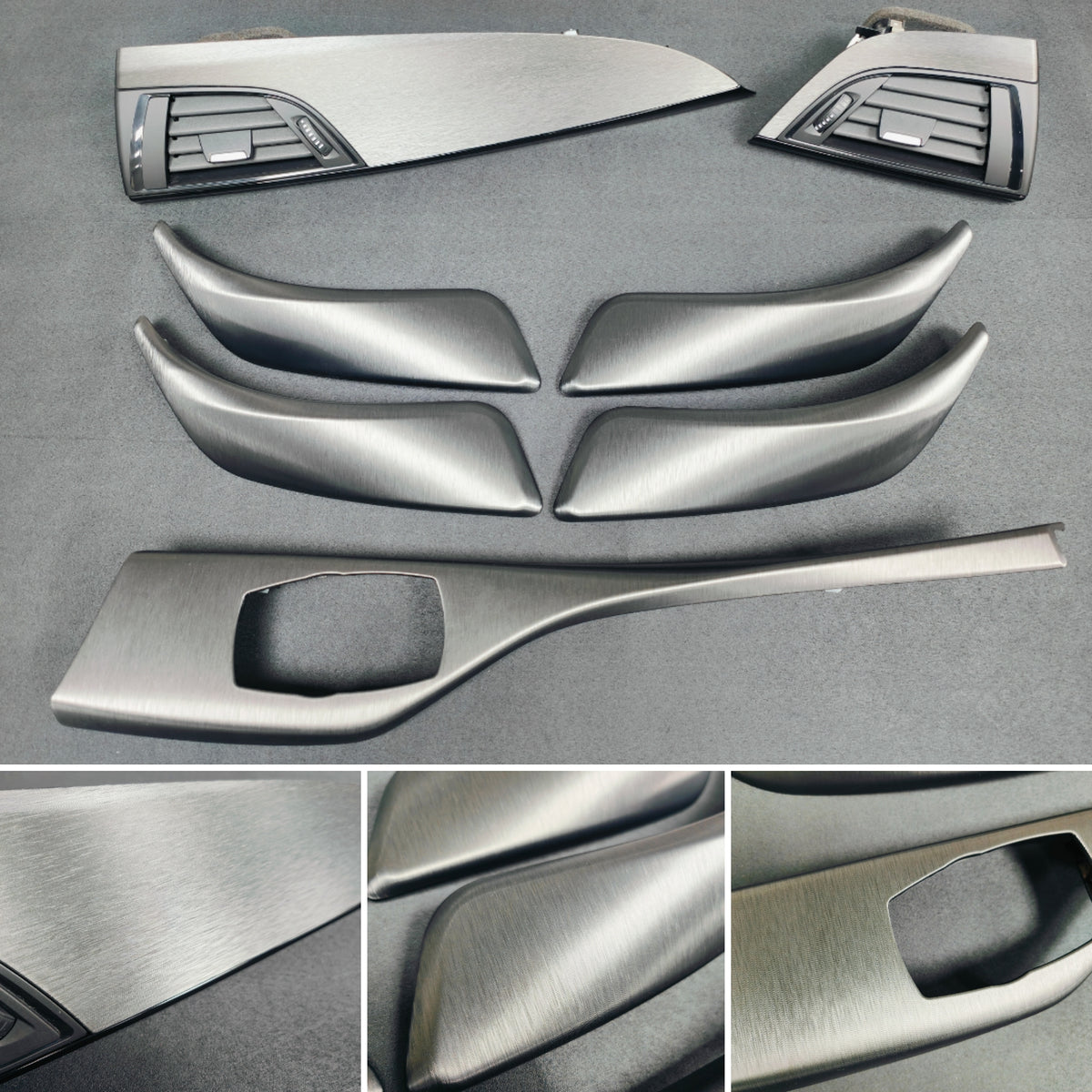 BMW F20 F21 F22 INTERIOR TRIM SET - GREY BRUSHED ALUMINIUM / GLOSS BLACK ACCENT