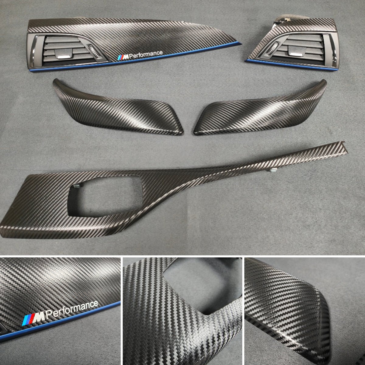 BMW F21 F22 INTERIOR TRIM SET - TEXTURED CARBON / BLUE ACCENT