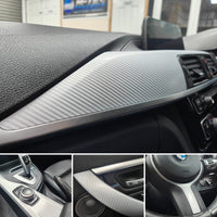 WRAPPING SERVICE - BMW F3X INTERIOR TRIM SET - 4D SILVER CARBON (F30 F31 F32 F33 F36)