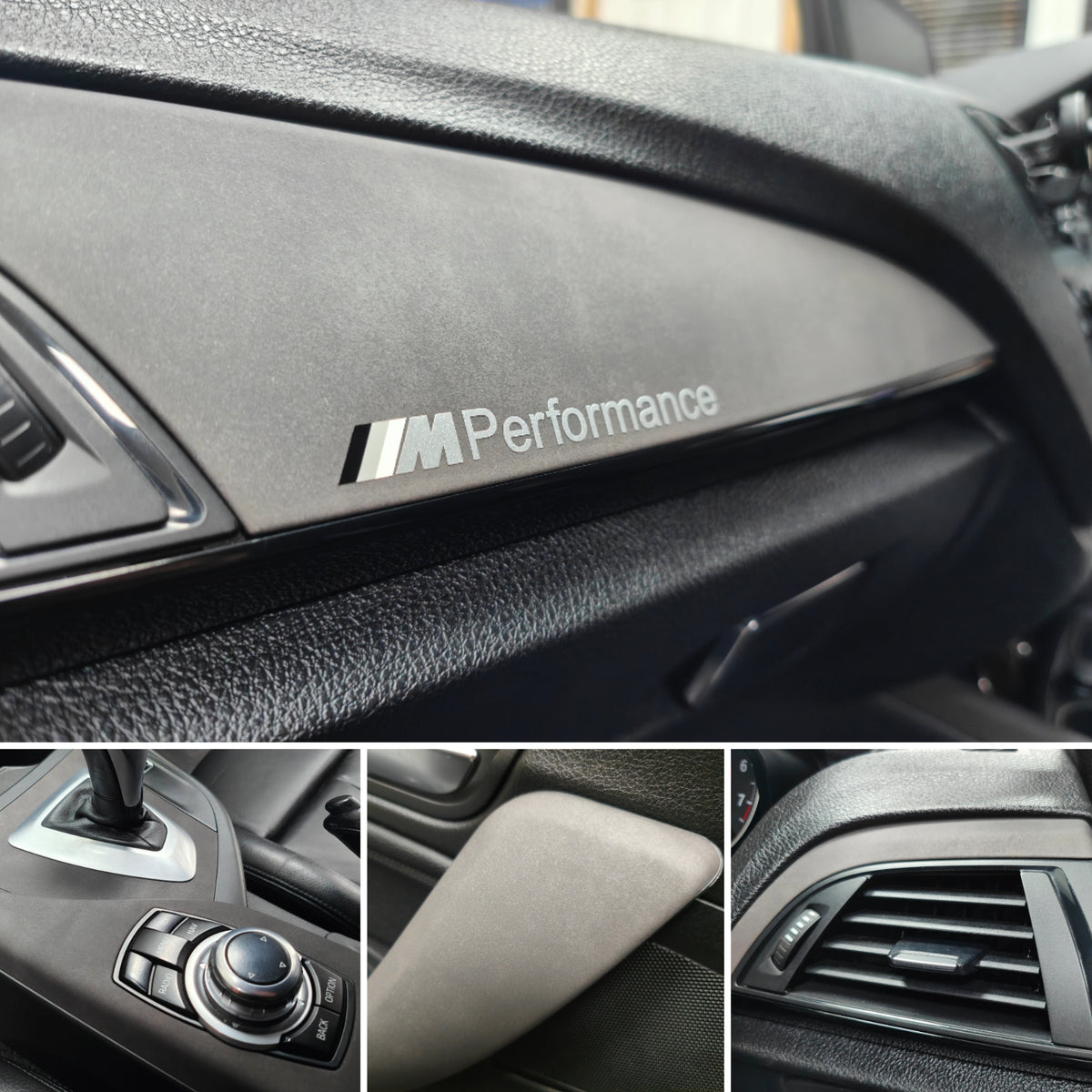 BMW F2X INTERIOR TRIM SET - ALCANTARA LOOK VINYL / GLOSS BLACK ACCENT F20 F21 F22 (MP)